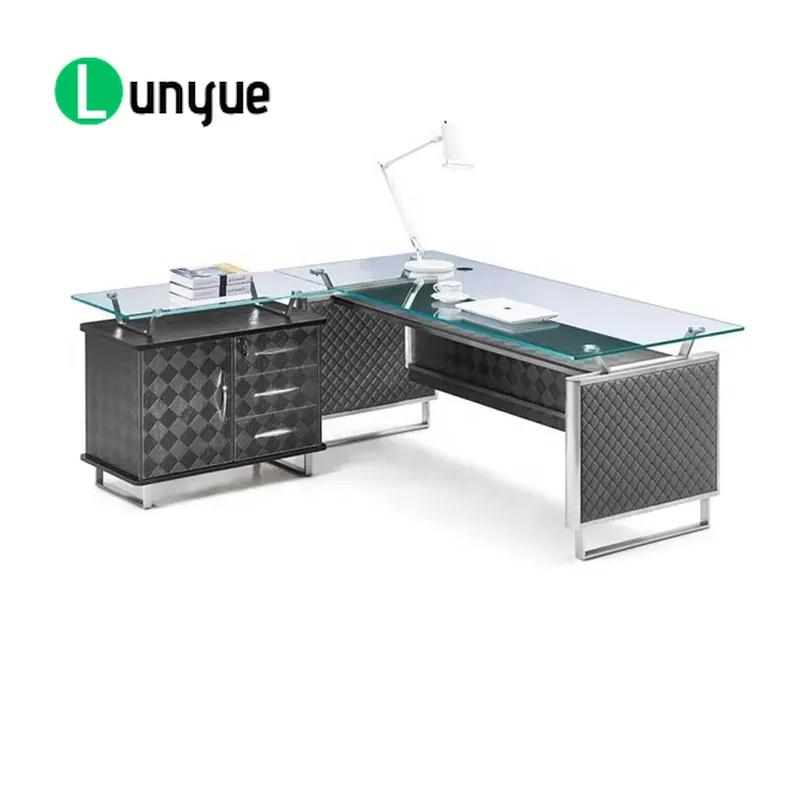 Office Tech Furniture - โต๊ะทำงานผู้บริหารกระจกสมัยใหม่ สถานีทำงานคอมพิวเตอร์ เฟอร์นิเจอร์ไฮเทคสำหรับพื้นที่ทำงานองค์กร
