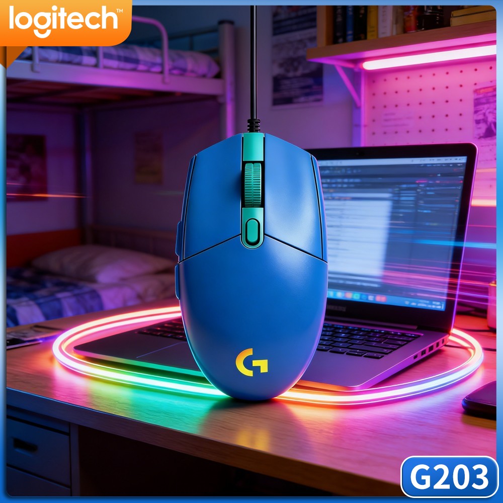 Logitech Mouse G203 - เมาส์เกมมิ่งแบบมีสาย Logitech G203 รองรับการปรับค่า DPI ได้หลายระดับ