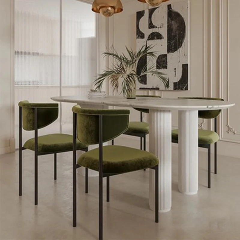 Office Tech Furniture - เก้าอี้ทานอาหารสไตล์เรโทรโมเดิร์นสุดหรูหุ้มผ้าไฮเทค ออกแบบตามหลักสรีรศาสตร์ นั่งสบาย เหมาะสำหรับบ้าน สำนักงาน ร้านกาแฟ