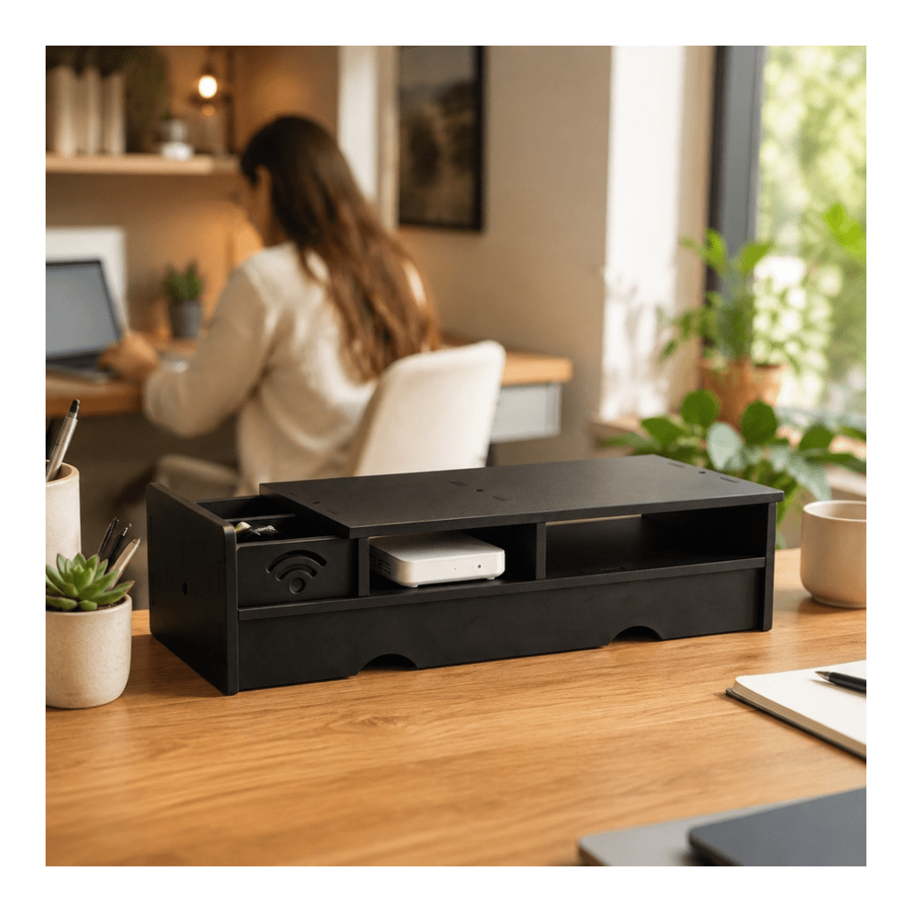 กล่องเก็บเราเตอร์ WiFi สีดำด้า - Office Tech Set Up บทวิจารณ์และราคา